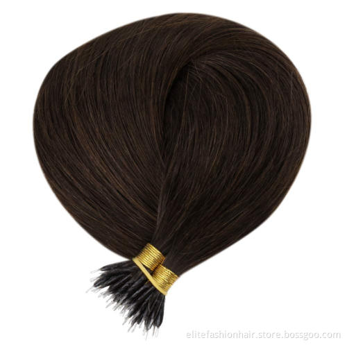 Wholesale high quality No any split ends straight double drawn remy human nano hair extensions Nano tip hair Nano Ring Hair